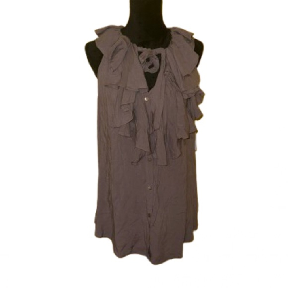 Karen Kane brown ruffle shirt, toe in the front size XL